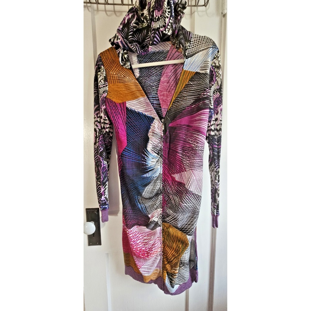 Custo Barcelona Save The Queen hooded zip up sweater cardigan duster Sz 3 / US M